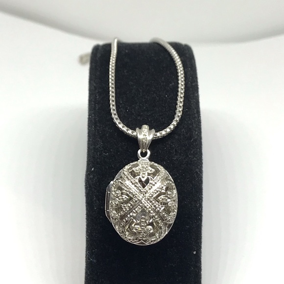 925 Sterling Silver Filigree locket Pendant Necklace size 20” - Picture 11 of 16